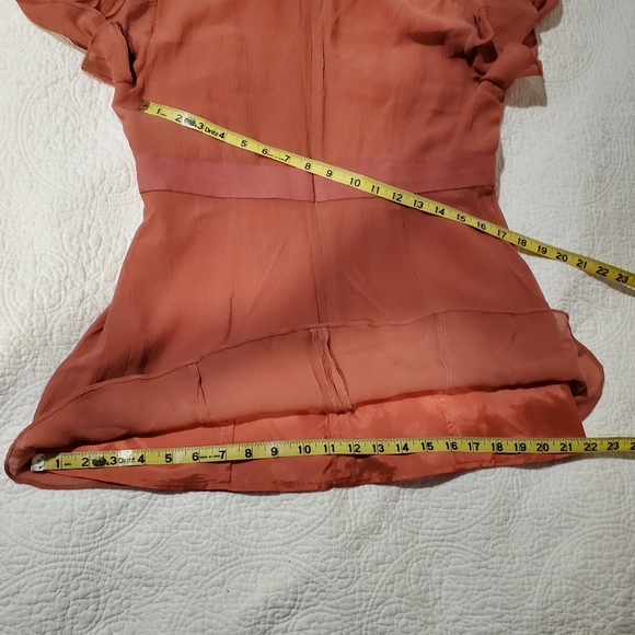 Nanette Lepore Beaded Salmon Orange Pink Top Sz 12 - Picture 9 of 11